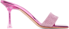 Розовые босоножки на каблуке с кристаллами Magda Butrym