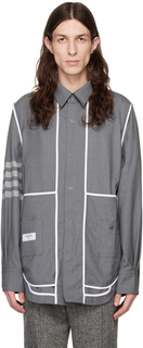 Серая куртка-рубашка на кнопках спереди Thom Browne