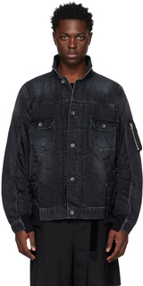 Черная джинсовая куртка со вставками sacai