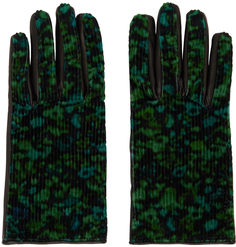 Черно-зеленые перчатки Twilight с цветочным принтом Paul Smith
