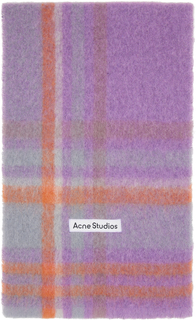 Пурпурный шарф в клетку с логотипом Acne Studios