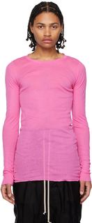 Розовая футболка с длинным рукавом с круглым вырезом Rick Owens
