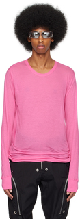 Розовая базовая футболка с длинным рукавом Rick Owens