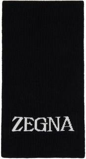 Черный шарф с логотипом ZEGNA