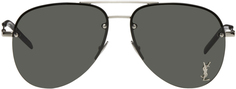 Серебряные классические солнцезащитные очки SL 11 Saint Laurent