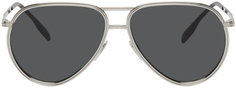 Серебряные солнцезащитные очки-авиаторы Burberry