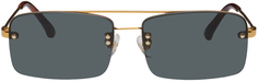 Золотые прямоугольные солнцезащитные очки Linda Farrow Edition Dries Van Noten