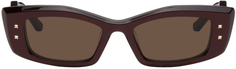 Красные солнцезащитные очки в прямоугольной оправе с V-образным вырезом Valentino Garavani