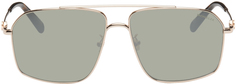 Золотые солнцезащитные очки-авиаторы Moncler