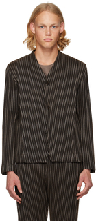 Коричневый пиджак со складками Homme Plissé Issey Miyake