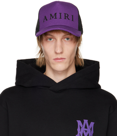 Пурпурно-черная кепка с вышивкой AMIRI