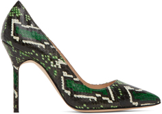 Зеленые туфли на каблуке со змеиной кожей BB Manolo Blahnik