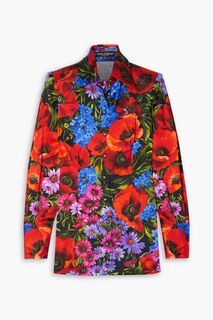 Атласная рубашка с цветочным принтом DOLCE &amp; GABBANA, красный