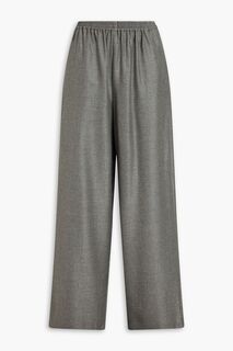 Широкие брюки из меланжевого кашемира и холста с добавлением шелка ESKANDAR, серый