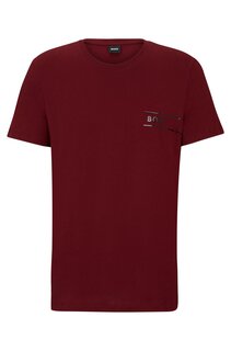 Футболка Boss Organic-cotton Underwear With Logo Print, темно-красный