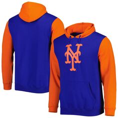 Мужской пуловер с капюшоном Royal/оранжевый New York Mets Team Stitches