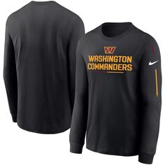 Мужская черная футболка с длинным рукавом и надписью Washington Commanders Team Nike