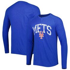 Мужская футболка Concepts Sport Royal New York Mets Inertia Raglan с длинным рукавом в стиле Хенли