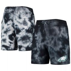 Мужские черные шорты Philadelphia Eagles с принтом тай-дай New Era