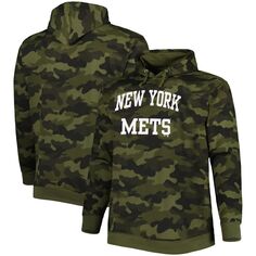 Мужской пуловер с капюшоном и камуфляжным принтом New York Mets Allover