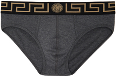 Серые трусы с каймой Greca Versace Underwear