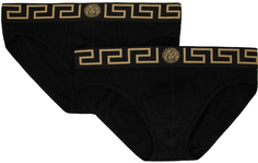 Versace Underwear Комплект из двух черных трусов с каймой греческого цвета
