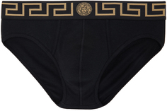 Черные трусы с каймой Greca Versace Underwear