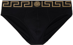 Черные трусы с рисунком грека Versace Underwear