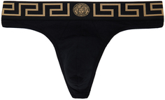 Черные стринги с каймой Greca Versace Underwear