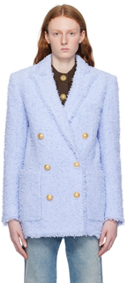 Синий двубортный пиджак Balmain