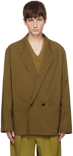 Коричневый двубортный пиджак LEMAIRE