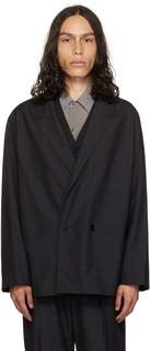 Серый двубортный пиджак LEMAIRE