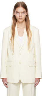 Бело-белый однобортный пиджак MM6 Maison Margiela
