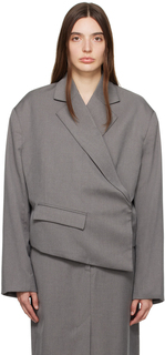 Серый костюмный пиджак с перекрытием - Темный REMAIN Birger Christensen