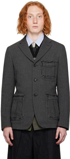 Серый рваный пиджак Черный Comme des Garçons