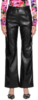 MSGM Черные прямые брюки из искусственной кожи