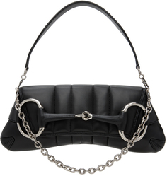 Черная сумка на цепочке Horsebit среднего размера Gucci