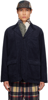 Темно-синий - Темный пиджак с пуговицами и вкладками Engineered Garments