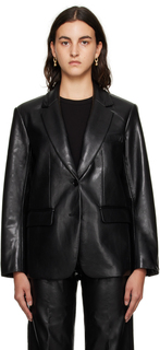 Черный классический пиджак из искусственной кожи ANINE BING