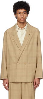 LEMAIRE Двубортный пиджак цвета хаки