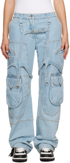 Off-White синие джинсы с ремнями безопасности