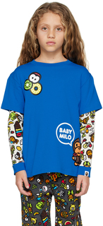 BAPE Kids Синяя футболка с длинными рукавами и фруктами Baby Milo
