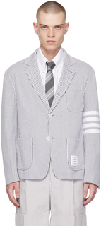 Серый пиджак с четырьмя полосками Thom Browne
