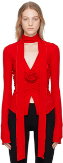 Красная блузка с цветочным принтом Blumarine
