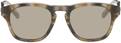 Коричневые солнцезащитные очки в блестящую полоску ZEGNA