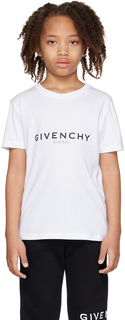 Детская белая футболка с принтом Givenchy