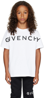Детская белая футболка с принтом Givenchy