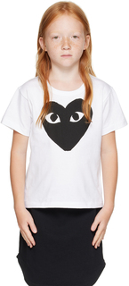 Детская белая футболка с большим сердцем Comme des Garçons