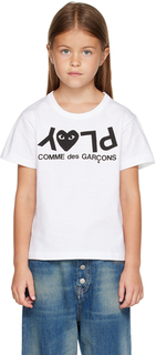 Детская белая футболка с принтом Comme des Garçons