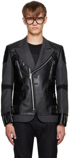 Черно-серый серый пиджак со вставками Junya Watanabe